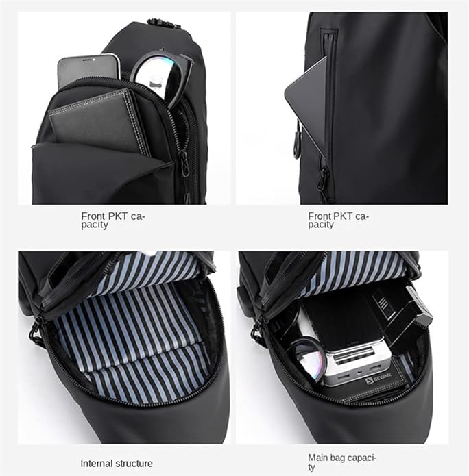 1 Herren-Umhängetasche mit großer Kapazität für Pendler mit USB-Aufladung, multifunktionale Brusttasche, modisch, einfach & leicht