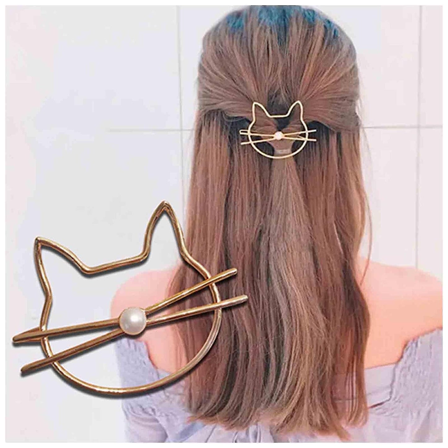 Neue Koreanische Blondhaar-Nadel, Katzeform Haarnadel Tier Haar Clip