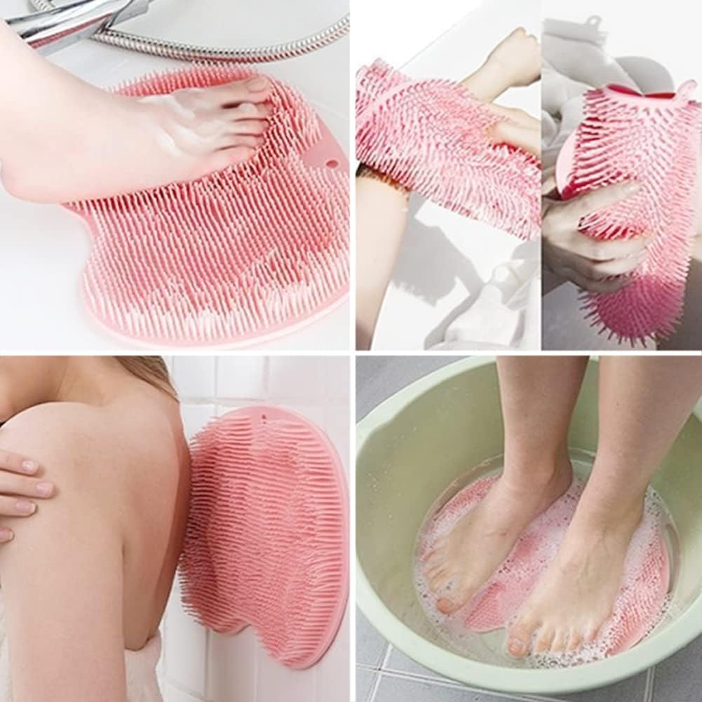 Fuß-und Rückenschrubber-Pad, multifunktionales Schrubb-Fußmassage-Pad, rutschfestes Fußpolster, Silikon-Badebürste