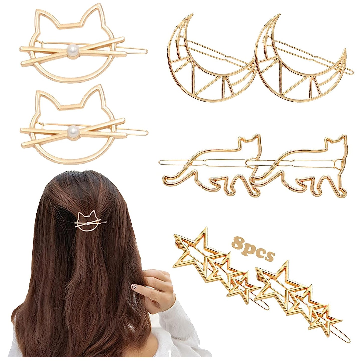 Neue Koreanische Blondhaar-Nadel, Katzeform Haarnadel Tier Haar Clip
