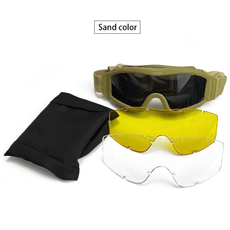 Schwarz Tan Grün Militärische Taktische Schutzbrille, Schießsonnenbrille, Winddichte Wargame Bergsteigerbrille