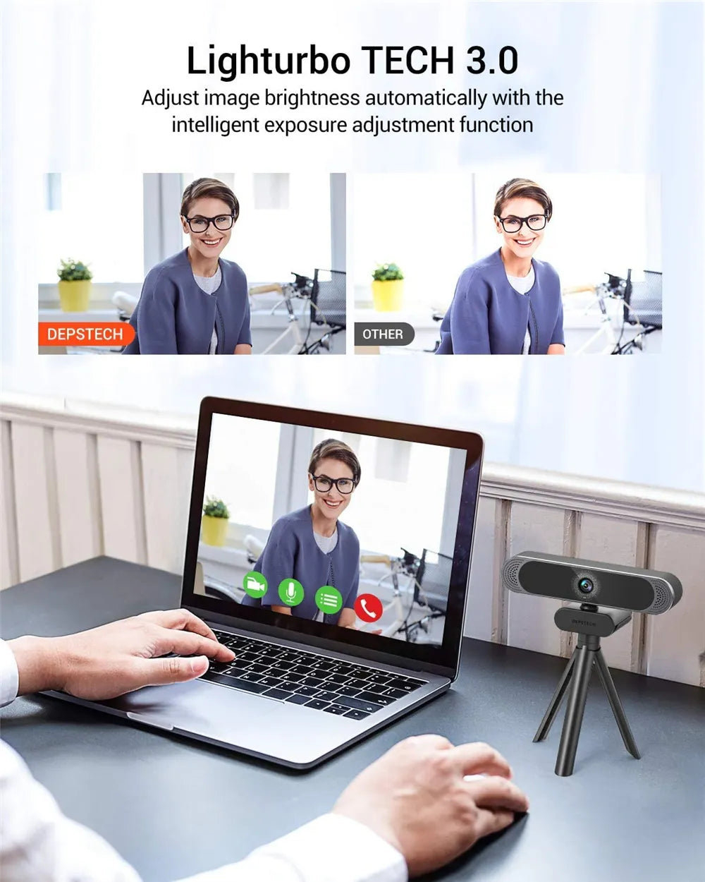 4K 8MP HD-Webcam mit geräuschunterdrückendem Mikrofon/Sichtschutzabdeckung/Stativ Plug-Play-USB-Webkamera für Besprechungsvideos