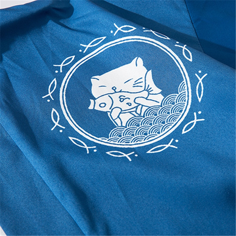 Bebovizi Japan Stil Katze Gedruckt, Dünne Kimono Japanischen Streetwear