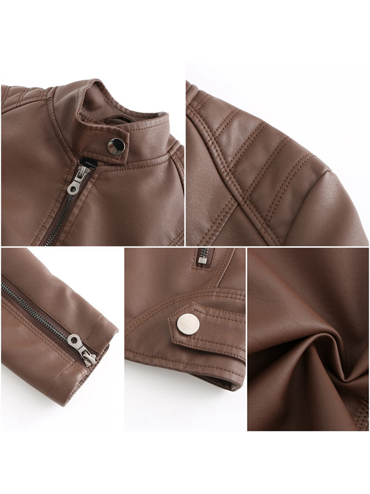 Damen Stehkragen Lederjacke, Motorradbekleidung