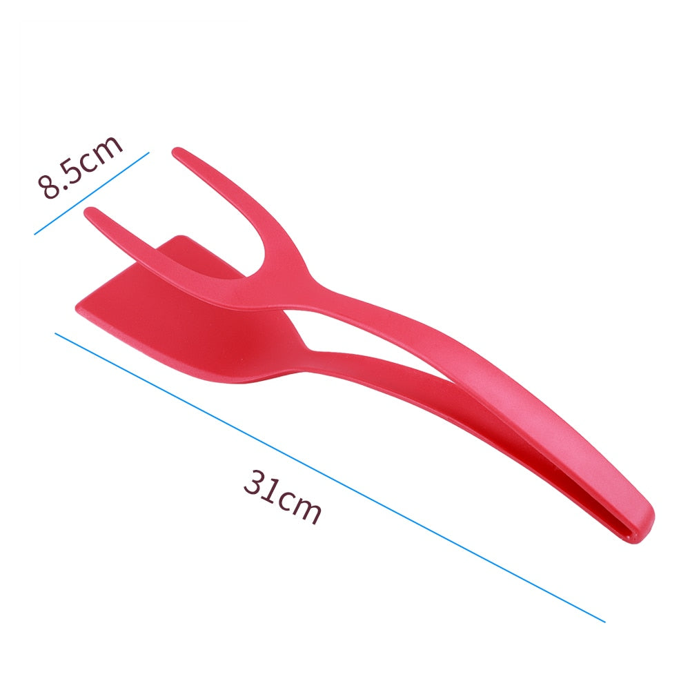 2-in-1-Flip-Zange mit Nylongriff, Eierspatel, Zange, Steakspatel, Klemme