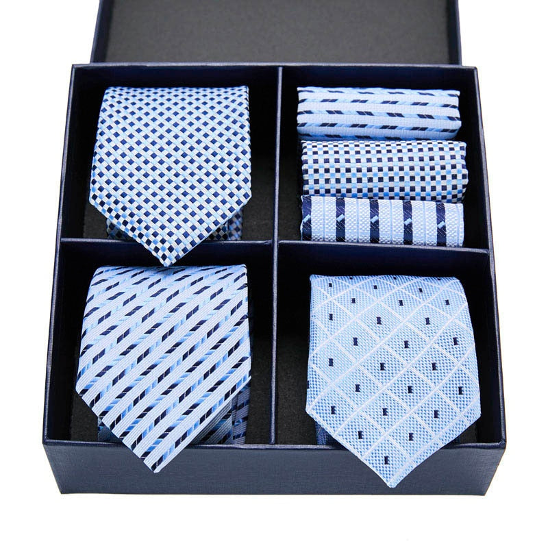 Geschenkbox-Set Herren-Krawatte, Seide, klassisches Jacquard-Gewebe, extra langes Krawatten-Einstecktuch-Set für formelle Hochzeitsfeier für Männer