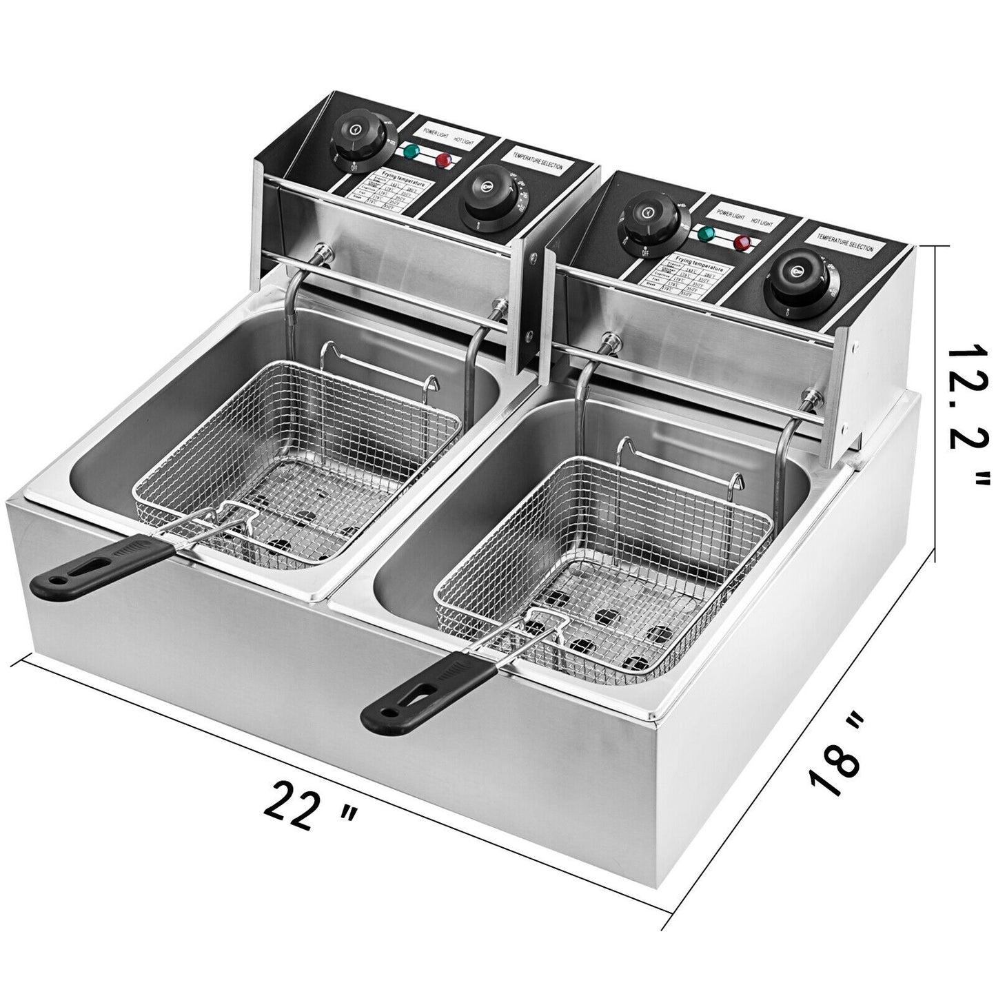 VEVOR 12L - 20L elektrische Fritteusen mit zwei Tanks für Zuhause, Fast-Food-Restaurants oder Camping