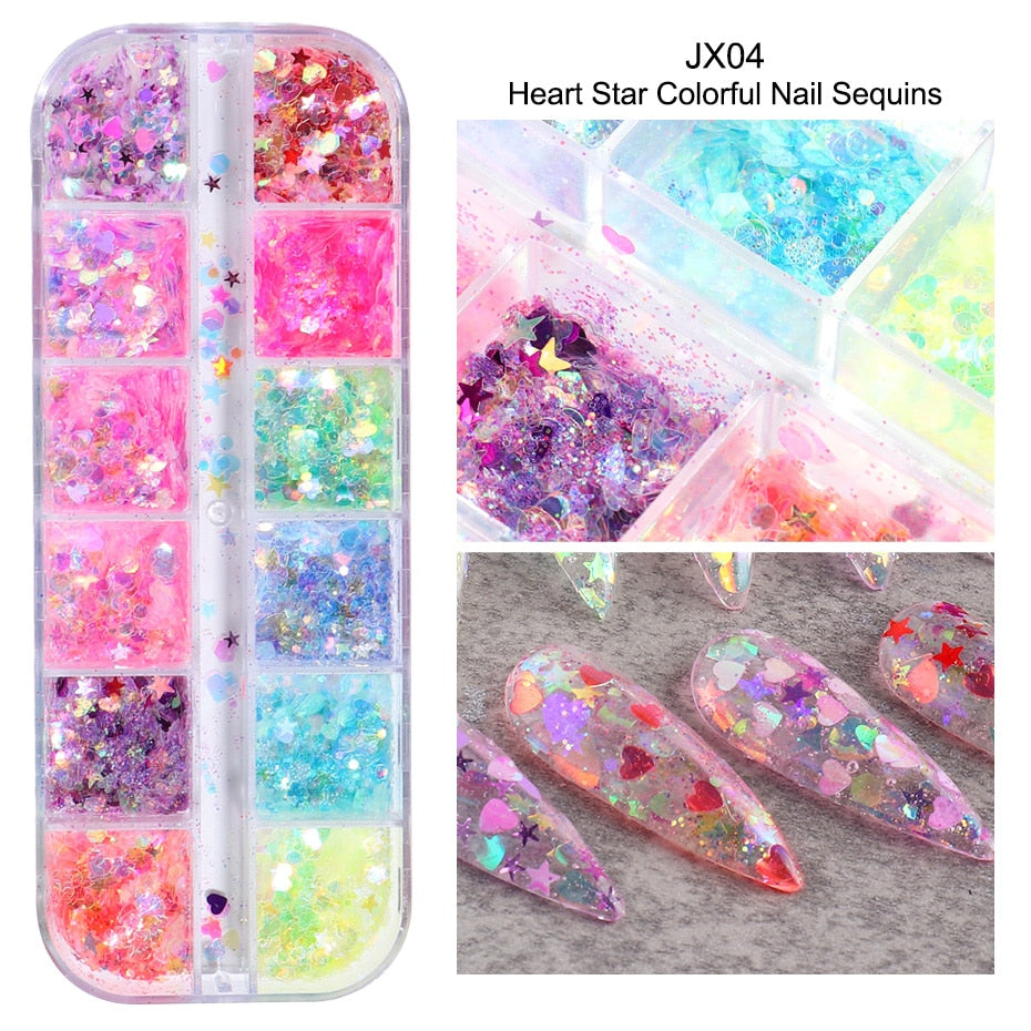 12 Gitter Perlweiß Chrom Nagel, Pigment UV Gel Nagellack