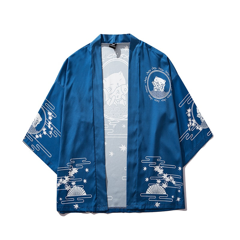 Bebovizi Japan Stil Katze Gedruckt, Dünne Kimono Japanischen Streetwear