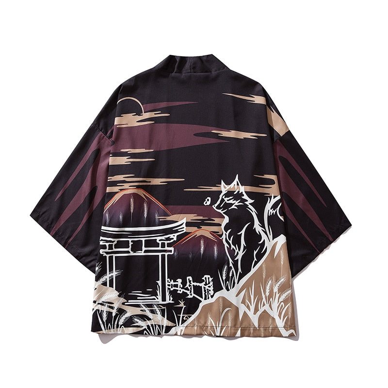 Bebovizi Japan Stil Katze Gedruckt, Dünne Kimono Japanischen Streetwear