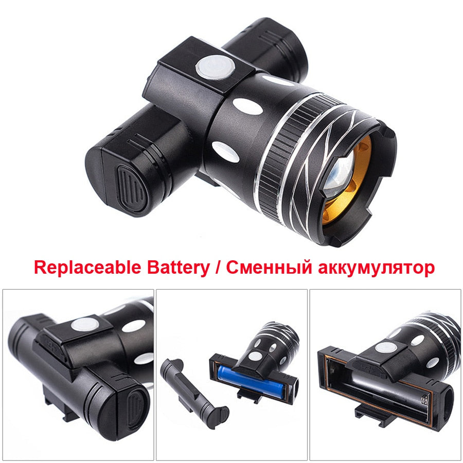 5000 mAh Fahrradlicht-Set T6 USB wiederaufladbarer Akku, verstellbarer Zoom, Fahrrad-Frontscheinwerfer, Fahrradlampe mit Rücklicht