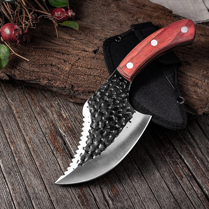 Metzgermesser geschmiedet, Outdoor Jagdmesser 5CR15 Edelstahl