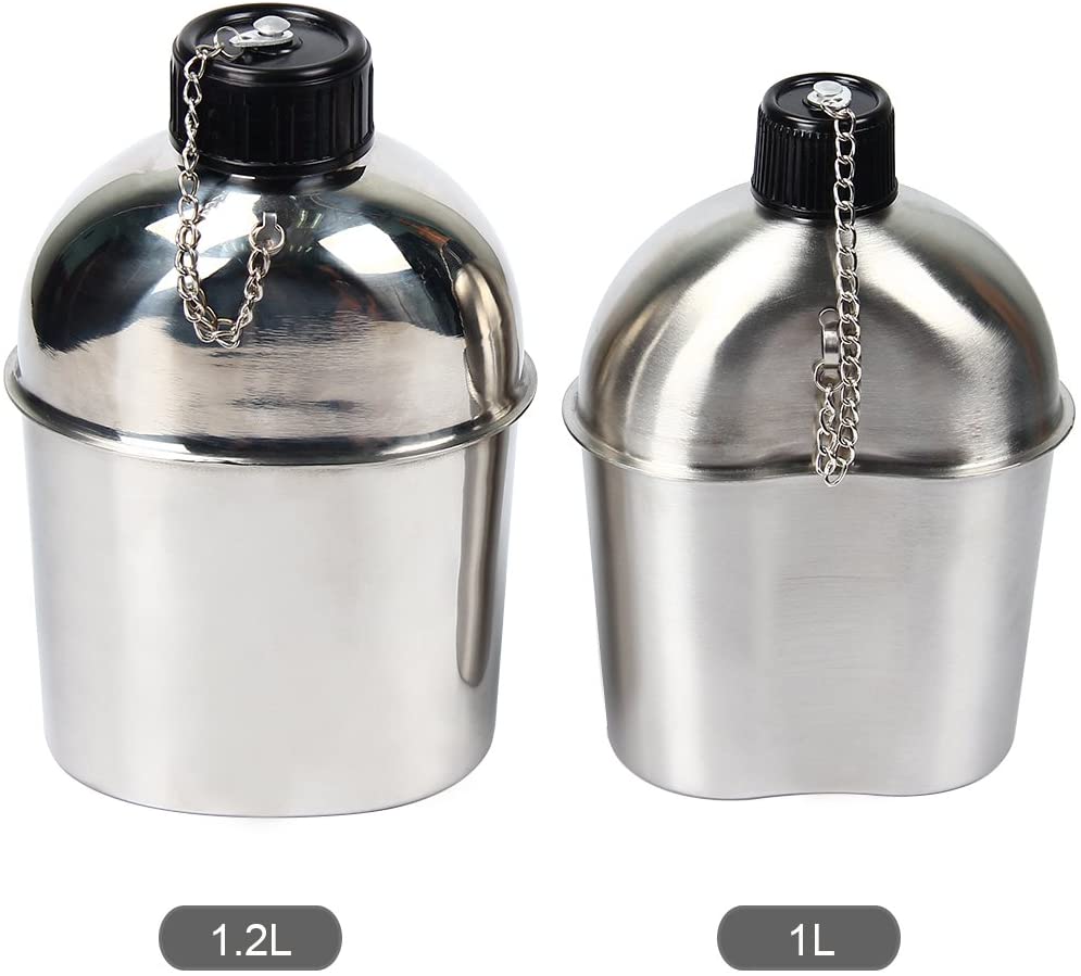 3 Teile/Satz Edelstahl Militär Kantine Tasse, tragbare Kantine Tasse mit Deckel
