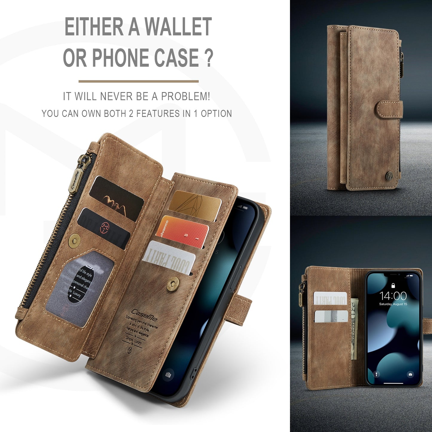 Luxus Leder Brieftasche für iPhone 14, 13, 12 Mini, 11 Pro Max, X, XR, XS Max mit Brieftasche
