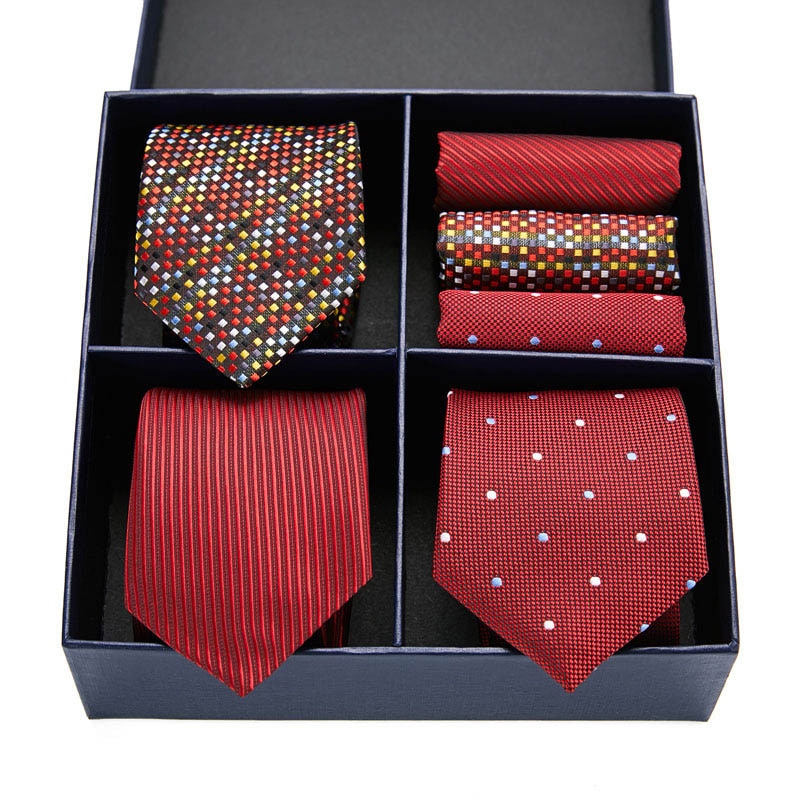Geschenkbox-Set Herren-Krawatte, Seide, klassisches Jacquard-Gewebe, extra langes Krawatten-Einstecktuch-Set für formelle Hochzeitsfeier für Männer