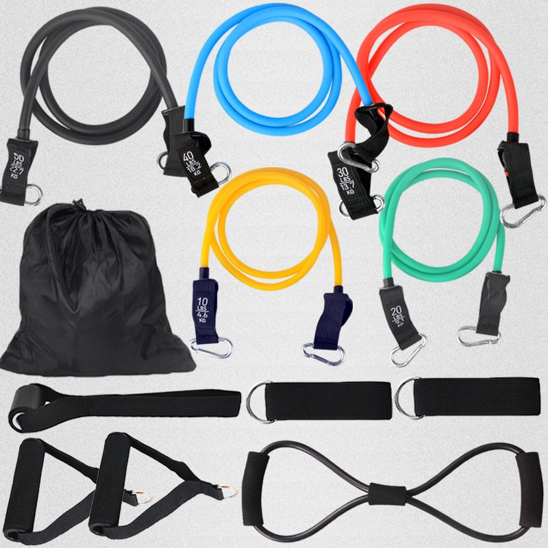 12PCS Widerstand Bands Set Bodybuilding für Home Gym Ausrüstung, Professionelle Home-Training, Fitness Elastische Gummibänder / Expander