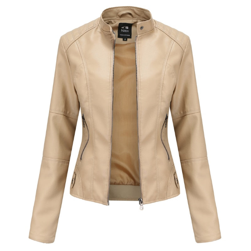 Damen Stehkragen Lederjacke, Motorradbekleidung