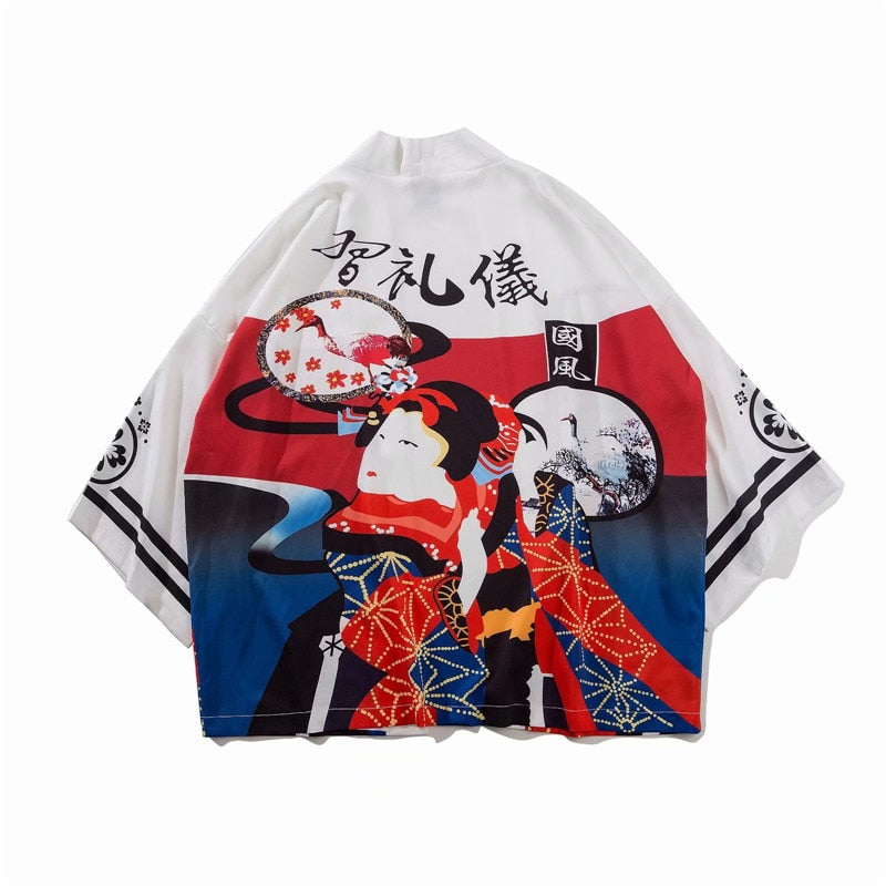 Bebovizi Japan Stil Katze Gedruckt, Dünne Kimono Japanischen Streetwear