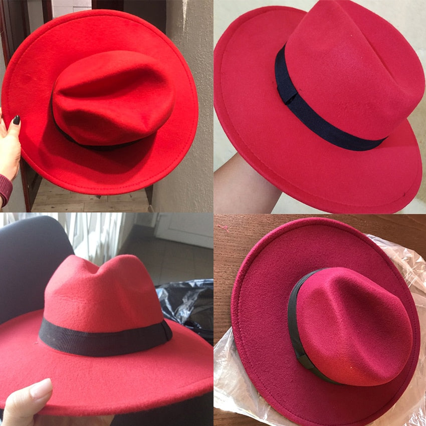 Schwarz Rot Fedora Hüte Für Frauen