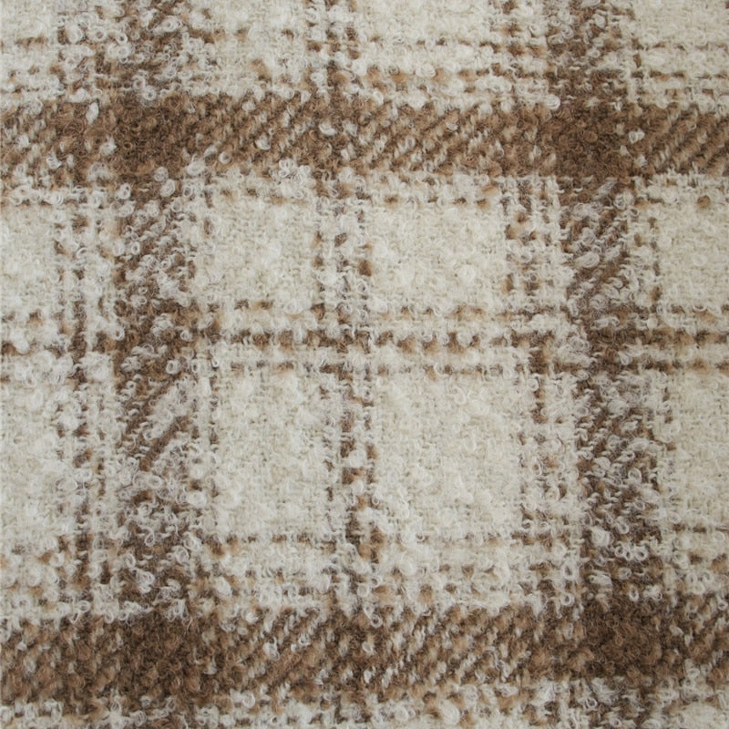 Damen Herbst Winter Mode Plaid Khaki Dicke Mäntel Oberhemd, Weibliche Stilvolle Taschen Plaid