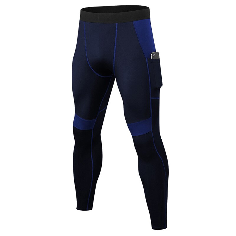 Männer Patchwork Kompression Laufhose inkl. Telefontasche, Elastische Fitness Leggings