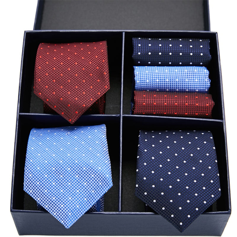 Geschenkbox-Set Herren-Krawatte, Seide, klassisches Jacquard-Gewebe, extra langes Krawatten-Einstecktuch-Set für formelle Hochzeitsfeier für Männer