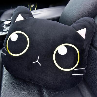Nette Katze Auto Hals Kissen, Cartoon KatzenKopf Auto Kopfstütze, Reise Kissen Katze Sicherheitsgurt Schulter Pads Abdeckungen, Rückspiegel Abdeckung