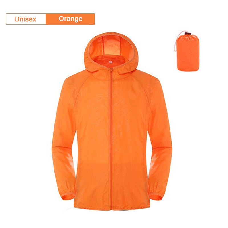 Camping Regenjacke für Männer & Frauen, Wasserdichte Sonnenschutzkleidung, Angeln und Jagdkleidung mit Tasche