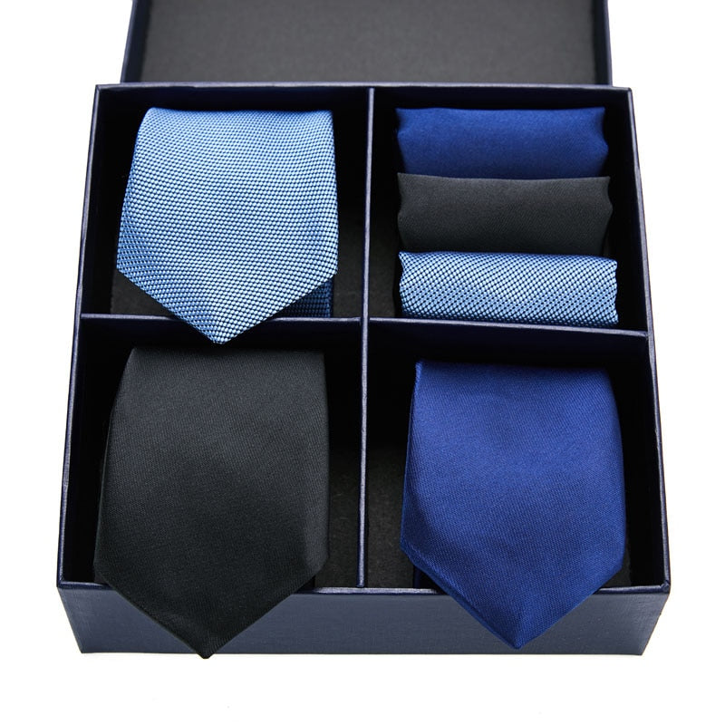 Geschenkbox-Set Herren-Krawatte, Seide, klassisches Jacquard-Gewebe, extra langes Krawatten-Einstecktuch-Set für formelle Hochzeitsfeier für Männer