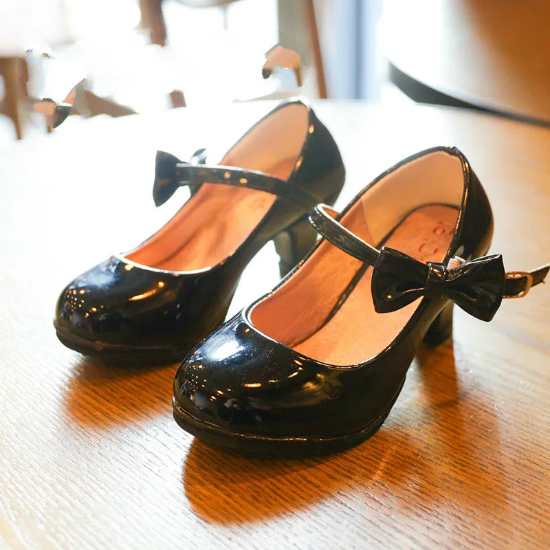 2024 New Girls Leather Shoes Autumn Bowtie Sandals 2019 New Children Shoes High Heels Princess Sweet Sandals For Girls