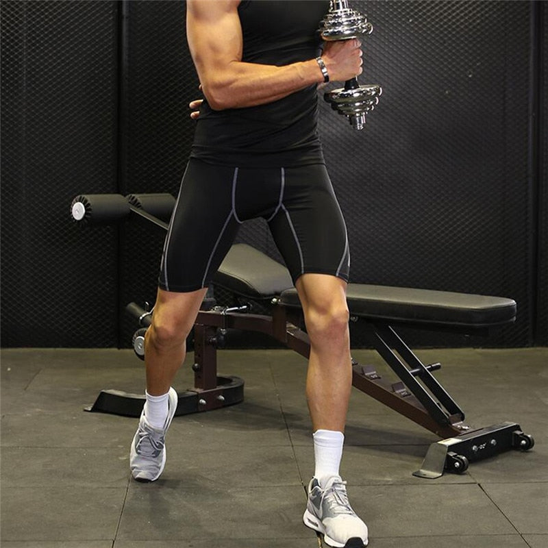 Männer Kompression Kurze Laufhose, Herren Fitness Sport Leggings Laufhose