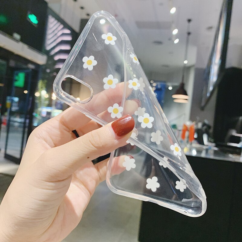 Klare Cartoon Bunte Blumen Handyhülle für iPhone 13, 12, 11, 14Pro Max, X, XR, XS, Max, 12 Mini 6, 6s, 7, 8 Plus, SE, Süße Soft Shell
