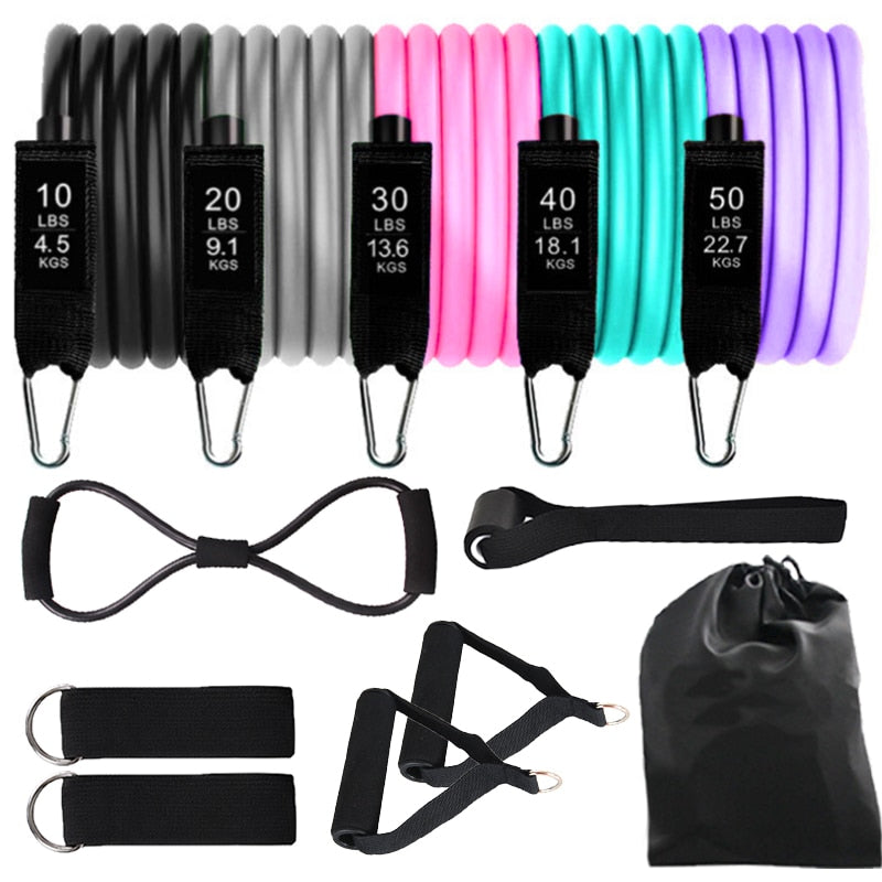 12PCS Widerstand Bands Set Bodybuilding für Home Gym Ausrüstung, Professionelle Home-Training, Fitness Elastische Gummibänder / Expander