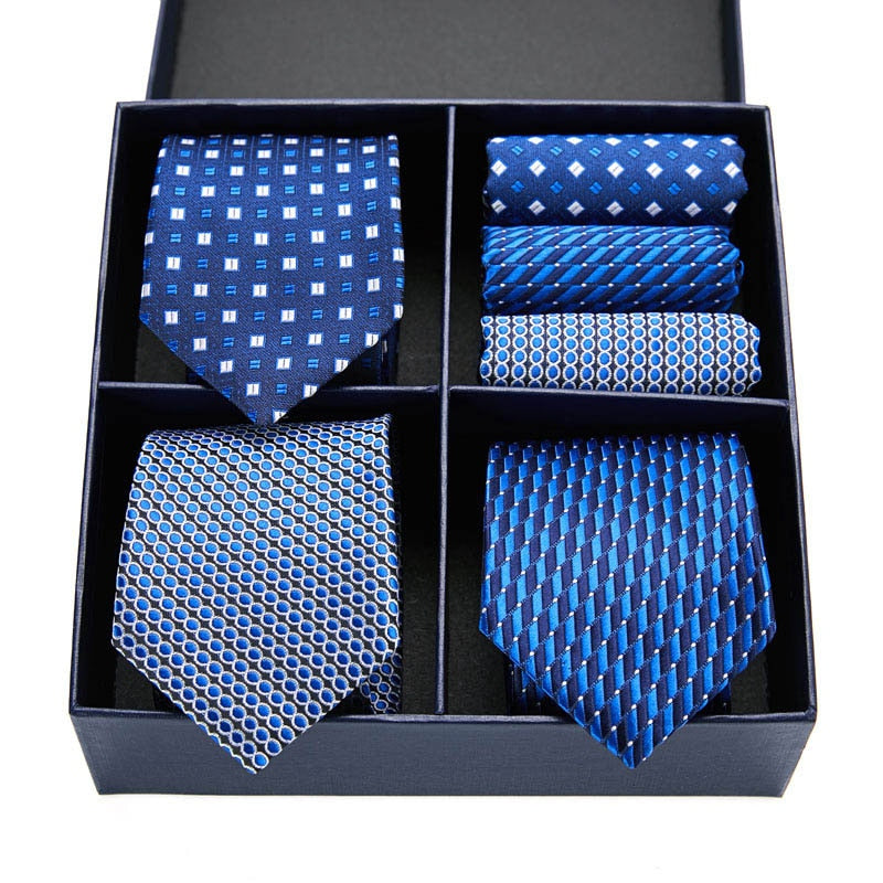 Geschenkbox-Set Herren-Krawatte, Seide, klassisches Jacquard-Gewebe, extra langes Krawatten-Einstecktuch-Set für formelle Hochzeitsfeier für Männer