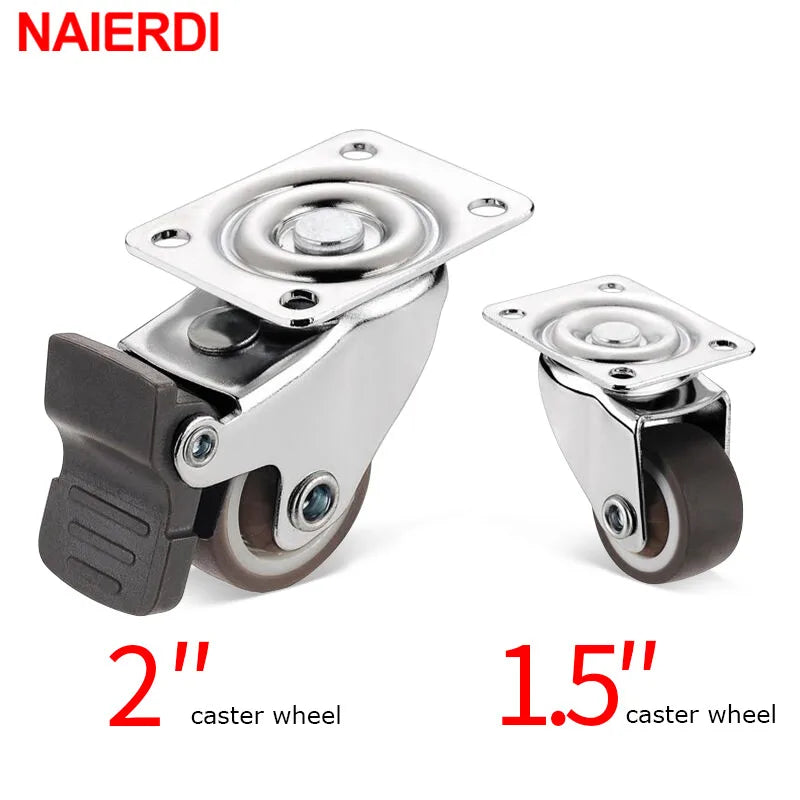 4PCS 1-2inch Möbelrolle Weichgummi Universalrad Schwenkrolle Rollenrad für Trolley-Zubehör