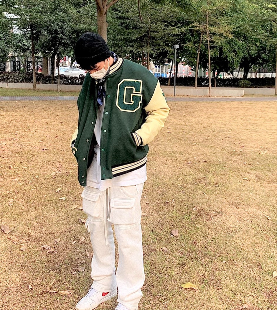 Hip Hop Varsity Damen & Herren Baseball-Jacke mit Pelz Buchstaben, Stickerei Farbe Block