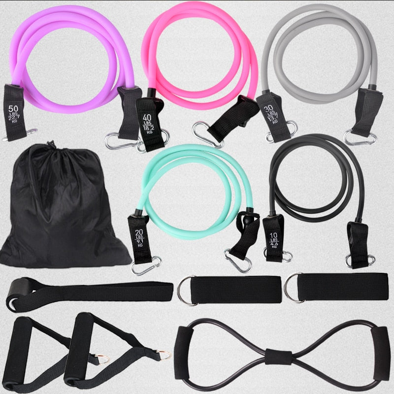 12PCS Widerstand Bands Set Bodybuilding für Home Gym Ausrüstung, Professionelle Home-Training, Fitness Elastische Gummibänder / Expander