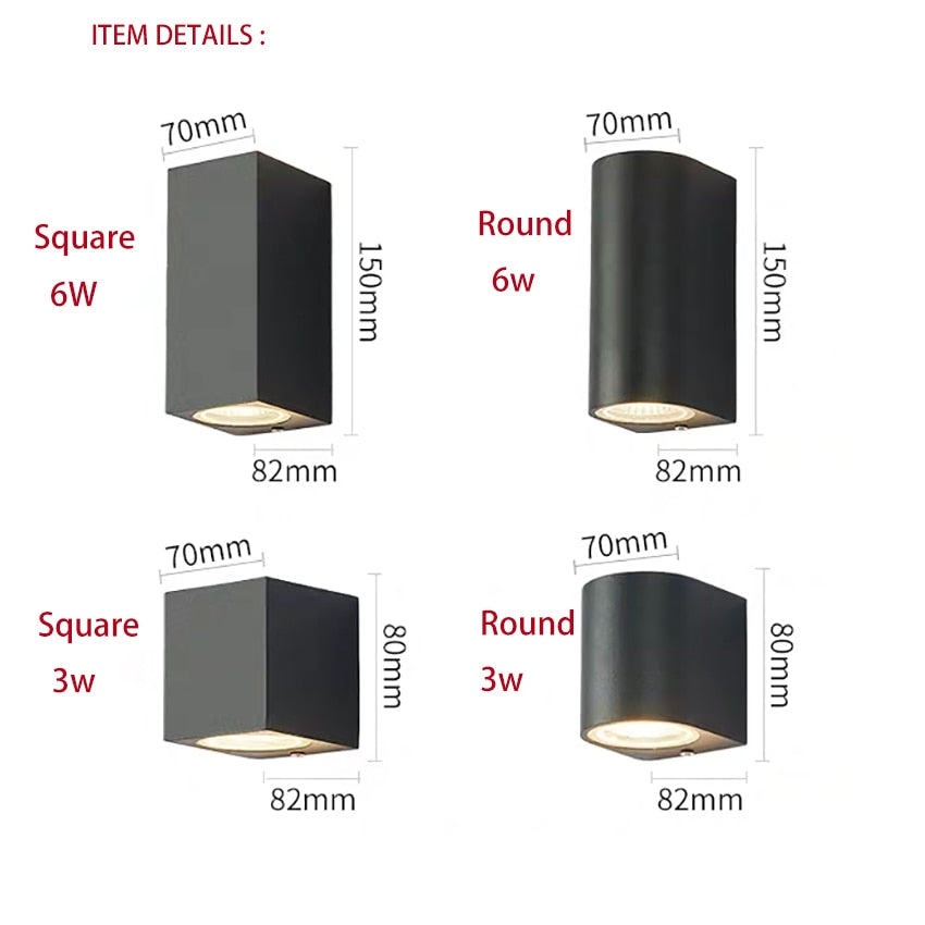 3 W/6 W LED Aluminium Wand Lampe für Veranda