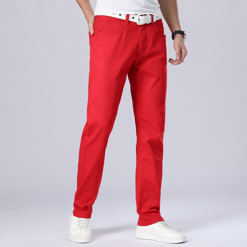 Marken Jeans im klassischen Stil mit regulärer Passform, Business-Mode-Denim-Hose aus fortschrittlicher Stretch-Baumwolle, männliche Markenhose