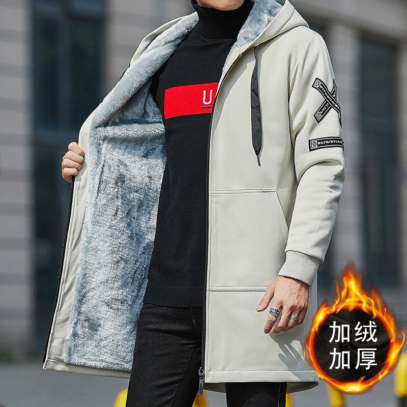 2023 Männer Winter Verdicken Fleece Jacke mit Kapuze
