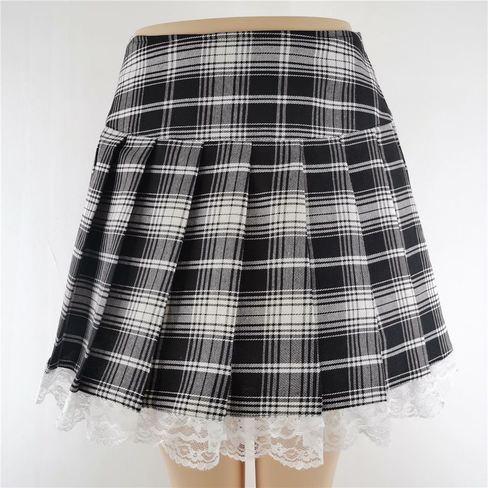 All Match Kurzer Rock, modisch, Tartan-Rot, Skarierter Rock mit seitlichen Knöpfen, lässiger Minirock für Damen