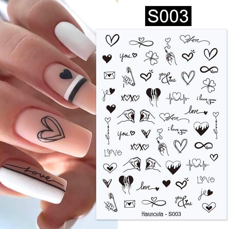 3D Nagelaufkleber, love Aufkleber, Gesicht Muster, Valentinstag Nail art Dekoration, Liebesherz