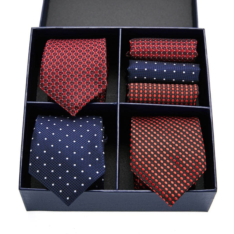 Geschenkbox-Set Herren-Krawatte, Seide, klassisches Jacquard-Gewebe, extra langes Krawatten-Einstecktuch-Set für formelle Hochzeitsfeier für Männer
