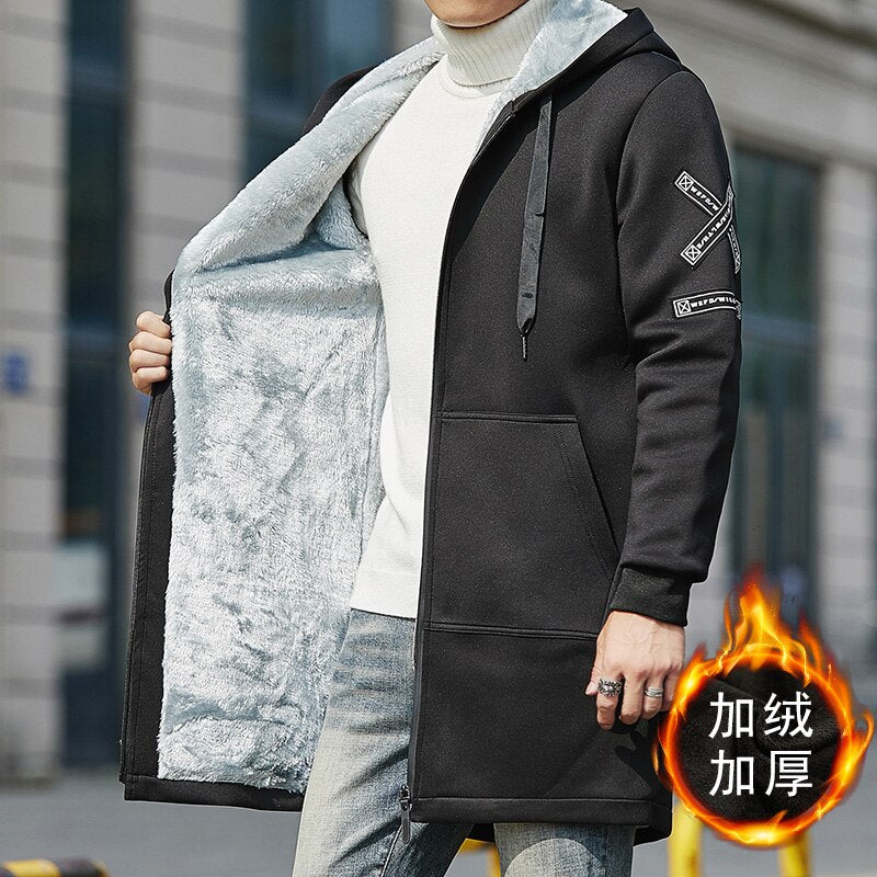 2023 Männer Winter Verdicken Fleece Jacke mit Kapuze