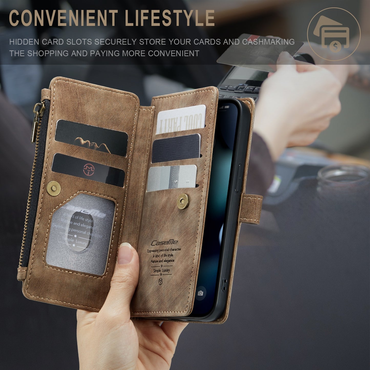 Luxus Leder Brieftasche für iPhone 14, 13, 12 Mini, 11 Pro Max, X, XR, XS Max mit Brieftasche