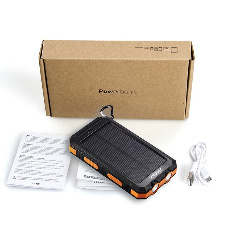 20000 mAh Power Bank, Wasserdichte Solar Power Externe Batterie, Schnelles Handyladegerät für Samsung, iPhone, Xiaomi
