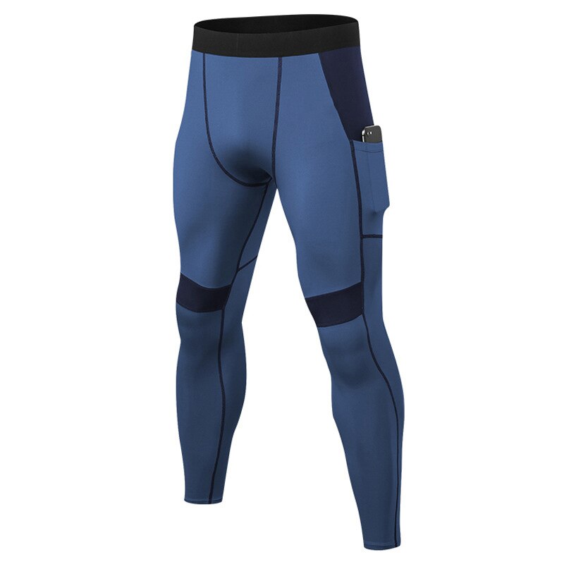 Männer Patchwork Kompression Laufhose inkl. Telefontasche, Elastische Fitness Leggings