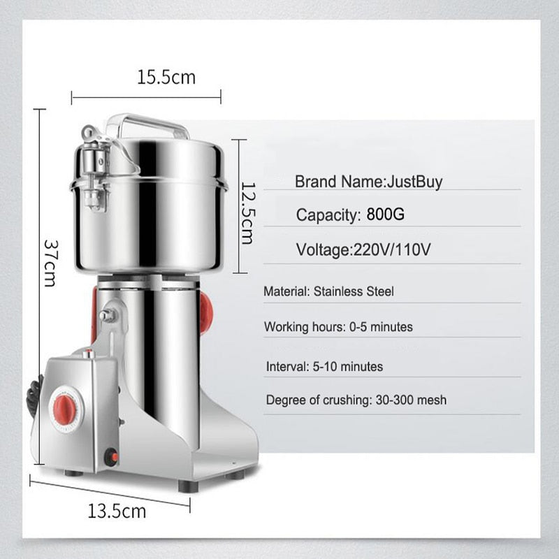Leistungsstarke Kräutermühle, 220V EU/UK Stecker Gute Qualität Trockenfutter Kräuter, Kaffeemühle, Gewürze Mühle