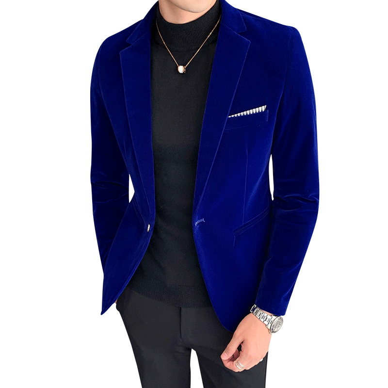Herren Blazer aus hochwertigen Samt, Lässig Mode-Anzug Jacke, Business Herrenjacke