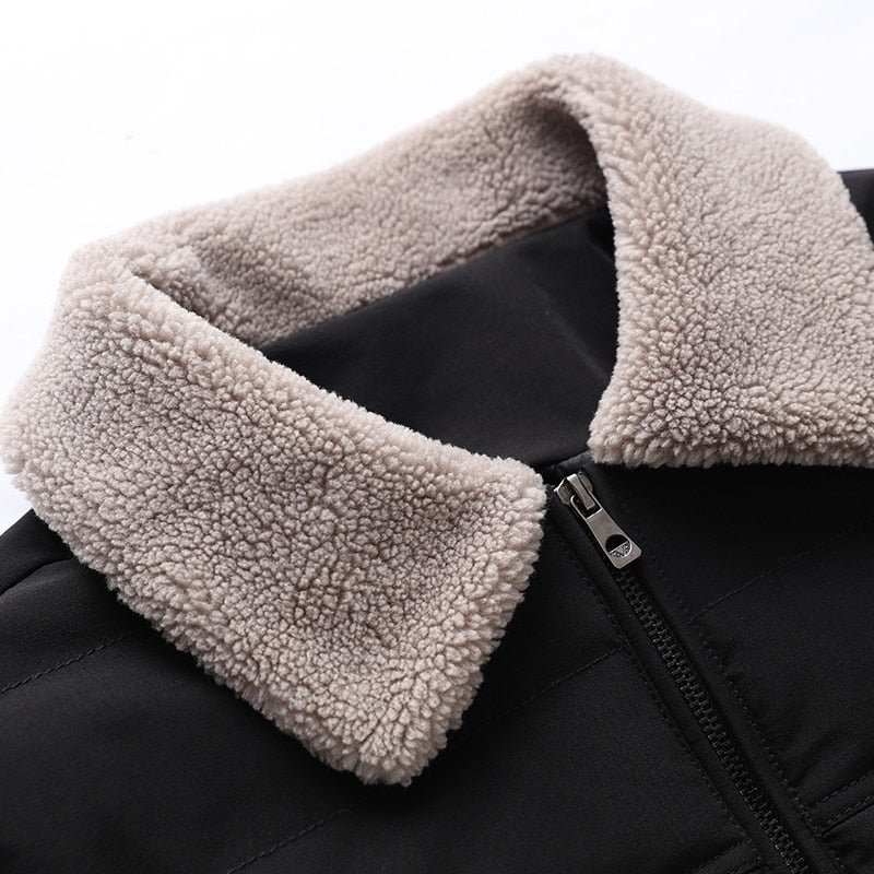 Herbst Winter Revers Wolle Herrenjacke, Herren Einfarbig Dünne Baumwolljacke, Freizeitjacke